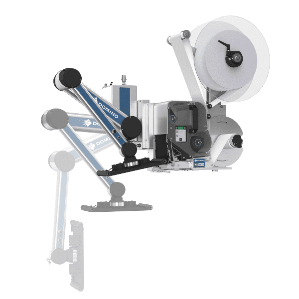 domino mx351i-ec sistema stampa e applica etichette braccio in movimento